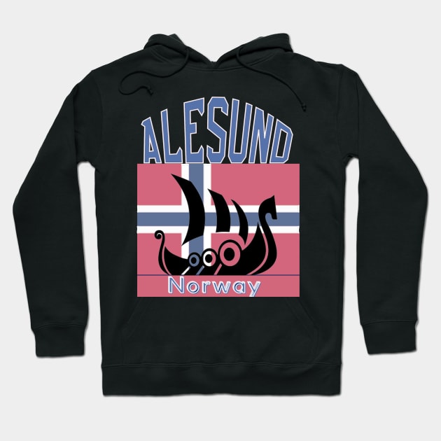 Alesund, Norway white text,mugs,t-shirts,stickers,totes, Hoodie by Papilio Art